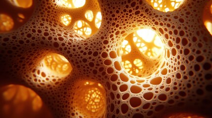 Abstract Orange Cellular Structure Illuminated From Within