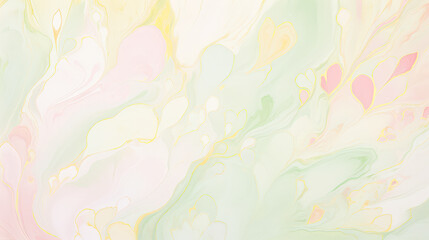Poster - A soft blend of pastel colors creates a serene background, featuring gentle swirls and hints of pink and yellow, ideal for calming decor