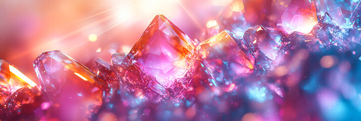 Fototapete - Colorful crystal formations shimmer and reflect light, creating an enchanting atmosphere filled with mesmerizing hues