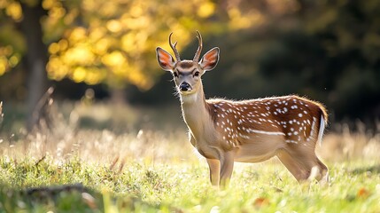 Wall Mural - axis deer in autumn forest. wildlife, nature, animal photography.