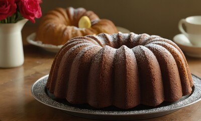 Wall Mural - chocolate muffin on a plate