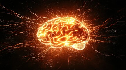 Wall Mural - mind power with a glowing brain, surrounded by energy or light, symbolizing strong mental abilities