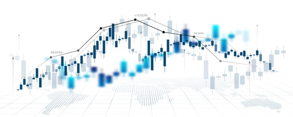 Technology graph concept on digital white background. financial business analysis stock trading