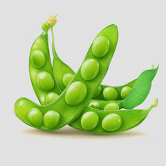 Wall Mural - Fresh Green Peas in a Pod with Lush Leaves Highlighting the Nutritional Value and Vibrancy of Healthy Eating in a Minimalist Design