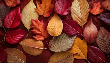 Canvas Print - Autumn leaves in rich, warm tones. A beautiful display of nature's artistry.