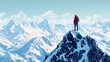 © Tahsin - Mountain hiker standing atop a snow-covered peak in a breathtaking alpine landscape
