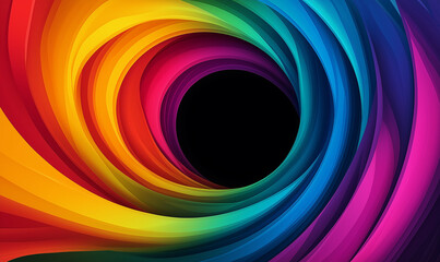 Wall Mural - A colorful rainbow-like light, with flowing lines and curves on a dark background, creating an abstract and dynamic composition