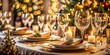 © Watcharapon - Luxury festive banquet table setting with elegant glasses, plates, cutlery, and napkins, luxury, festive, banquet, table