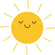 © Nethmi - Happy Smiling Sun with Closed Eyes and Rays - Cute Cartoon Vector Illustration