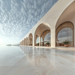 modern looking building and some arabic arch architecture design 