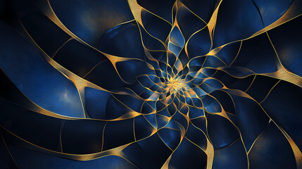 Wall Mural - Luxury dark blue with gold pattern. abstract art deco background. digital ai art. Deco. Illustration
