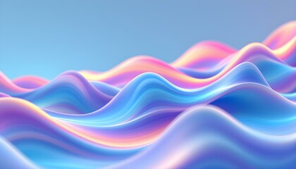 Fototapete - Abstract fluid iridescent holographic neon curved wave in motion colorful background 3d render. Gradient design element for backgrounds. Abstract rainbow colors wave background