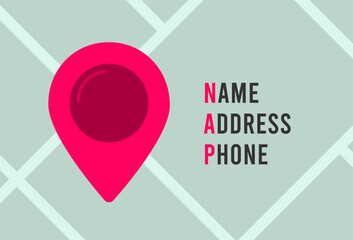 Wall Mural - nap in local seo focuses on business name, address and phone number. optimizing listings for accurat