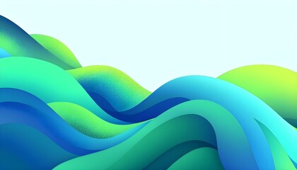 Poster - Abstract gradient blue green liquid background. Fluid shapes composition. Abstract vibrant colorful 3D background with glossy liquid shapes and smooth bubbles in gradient colors