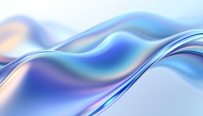 Aufkleber - Abstract liquid glass holographic iridescent neon curved wave in motion dark background 3d render. Abstract dark holographic iridescent neon background fluid liquid glass curved wave in motion