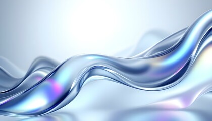 Aufkleber - Abstract liquid glass holographic iridescent neon curved wave in motion dark background 3d render. Abstract dark holographic iridescent neon background fluid liquid glass curved wave in motion
