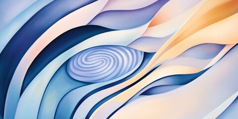 Wall Mural - abstract flow of soft colorful waves and central spiral design