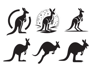  Kangaroo silhouette vector 