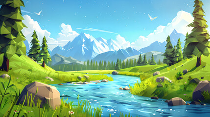 Wall Mural - landscape with mountains