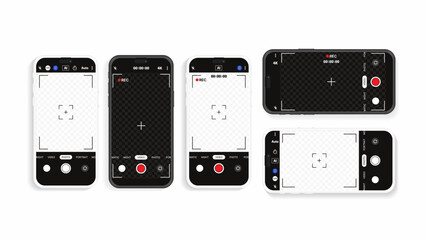 Smartphone Camera Capture and Video Recording Interface: Mobile App UI for Photography and Selfies - Vector Mockup.