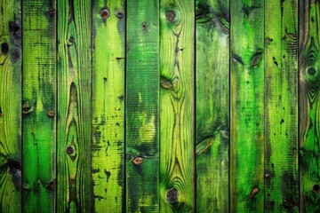 Wall Mural - Abstract Grunge Green Neon Wood Texture Panorama Banner - Old Wooden Background Pattern