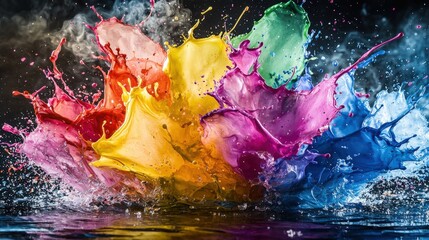 Poster - Abstract canvas art vibrant color splash and fluid dynamics for creative expression and impact