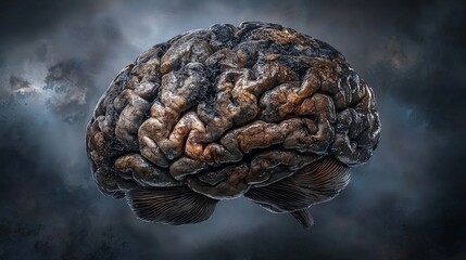 Aufkleber - Exploring deep grooves of the brain uncovering hidden knowledge in the human mind digital art surreal environment macro view