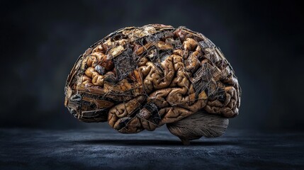 Aufkleber - Exploring the intricate folds of the human brain art exhibit gallery dark setting close-up view neuroanatomy concept