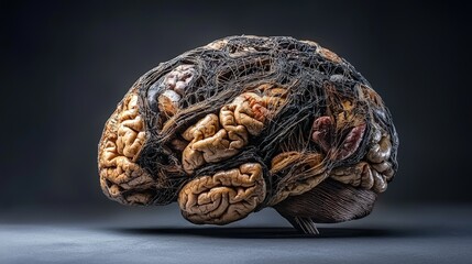 Aufkleber - Exploring the intricate folds of the human brain laboratory scientific analysis dark studio close-up neurobiology insights