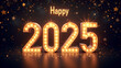 © ivanda - Happy New Year 2025 with glowing lights. Concept of celebration, party, and holiday.