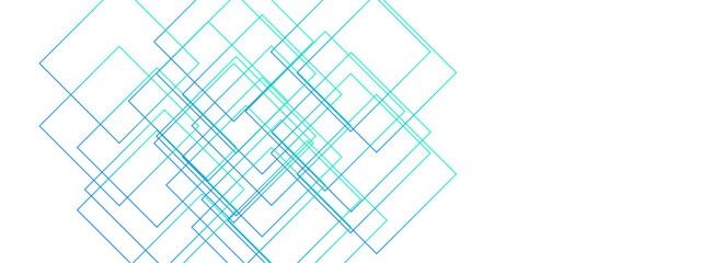 Aufkleber -  Light Ornament Technology Vector Panoramic. Isometric squares & Geometric lines. banner design, illustration technology with line pattern. Architecture design with seamless Minimalistic  design