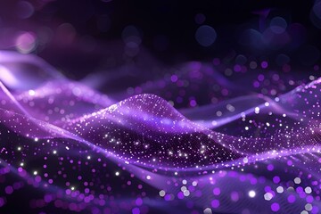 abstract light background featuring waves of digital purple particles, shimmering dots, and starry a