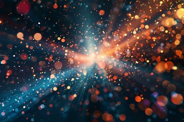 Wall Mural - futuristic ai abstract dark background featuring vibrant bokeh effects, swirling particles, explosiv