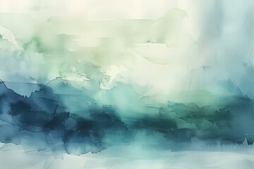 Wall Mural - serene watercolor wash with gentle gradients blending cool blues and soft greens, creating a calming