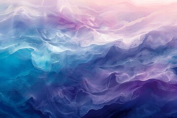 Wall Mural - soothing oceanic tones with fluid, watercolor waves blend seamlessly into an abstract seascape, enha