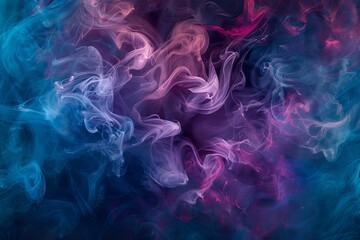 Wall Mural - swirling mist of vibrant blue, purple, and red hues blending seamlessly in an abstract paint-water m