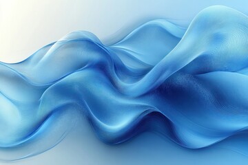 Canvas Print - Abstract waves in blue tones create a flowing, serene visual effect.