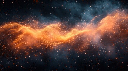 Wall Mural - A vibrant cosmic scene depicting swirling orange gas and particles in a dark space background.