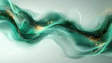 Canvas Print - A flowing abstract design with soft waves and shimmering particles in shades of teal.