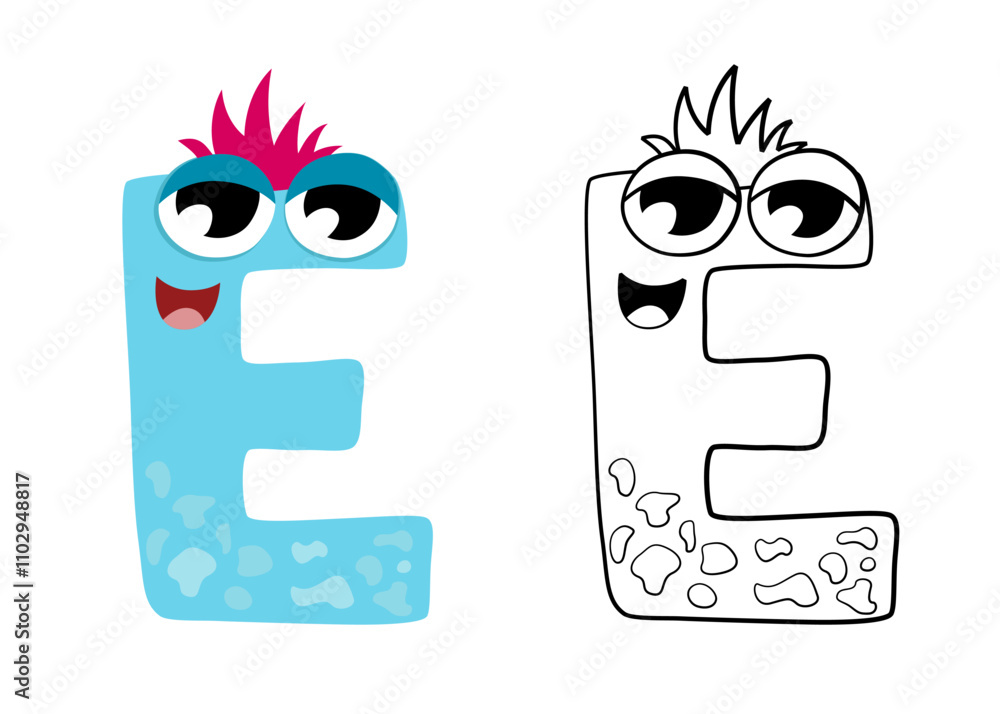 Vector cartoon illustration of monsters letter english alphabet. Color ...