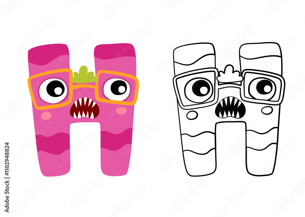 Vector cartoon illustration of monsters letter english alphabet. Color ...