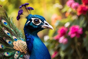 peacock with feathers