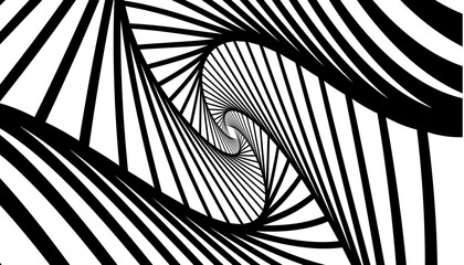 Wall Mural - captivating abstract black and white spiral with dynamic geometric patterns creating an engaging vis
