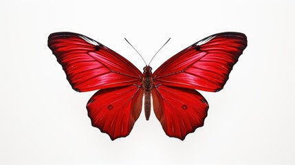 Wall Mural - vibrant red butterfly isolated on a clean white background showcasing its intricate wing patterns an