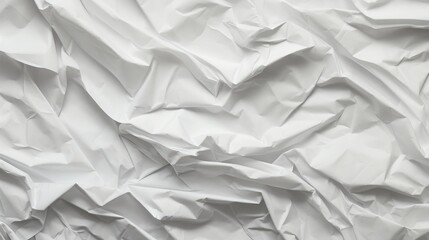 Poster - Crumpled texture of white paper background with soft shadows creating depth and visual interest for design and creative projects