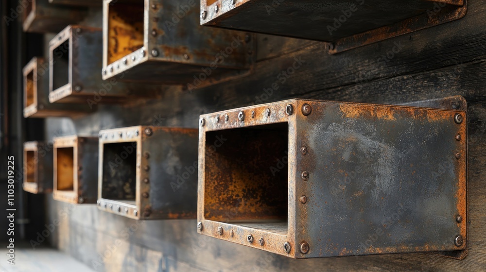 Rustic industrial shelving units crafted from reclaimed rusty metal ...