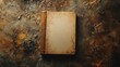 © VirtualVista - A weathered blank journal lying on a rustic textured surface with earthy tones and subtle patterns, conveying a sense of vintage charm and creativity.