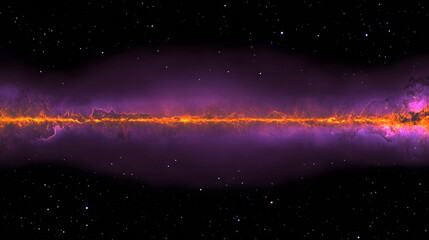 A stunning cosmic landscape showcasing a vibrant nebula with orange and purple hues.  Stars twinkle across the dark expanse of space.  A perfect backdrop for science fiction or space-themed projects.