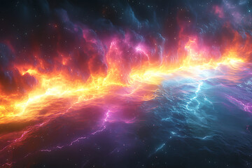 Wall Mural - A colorful light show that lights up the dramatic sky.