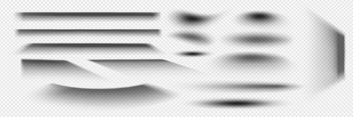 Wall Mural - various transparent shadows and straight linear to curved shapes on white background. different inte